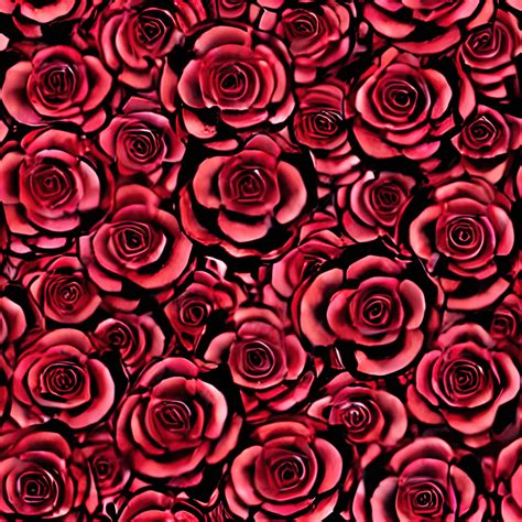 Seamless Pattern Dark Red Roses Hyper Realistic Intricate Detail
