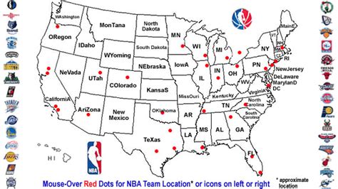 Nba Team Locations National Basketball Association Where Teams Play