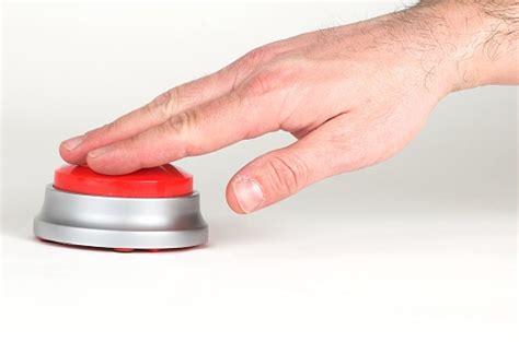A Hand Pressing A Big Red Button Stock Photo Download Image Now