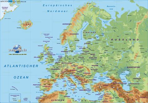 Nordeuropa Karta Atlas Landkarte Beschriftung Europakarte Westeuropa