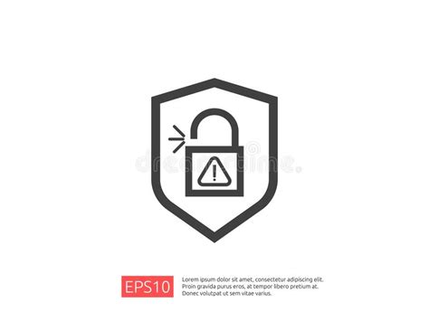 Shield Open Padlock Attention Icon With Exclamation Mark Symbol Warning
