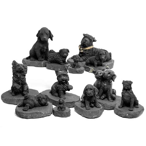 Shungite Dog Figurines Different Breeds Of Dogs Made Of Stone