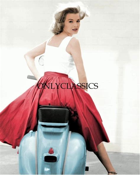 Motorcycle Pinup 12x15 Actress Angie Dickinson Vespa Motor Scooter