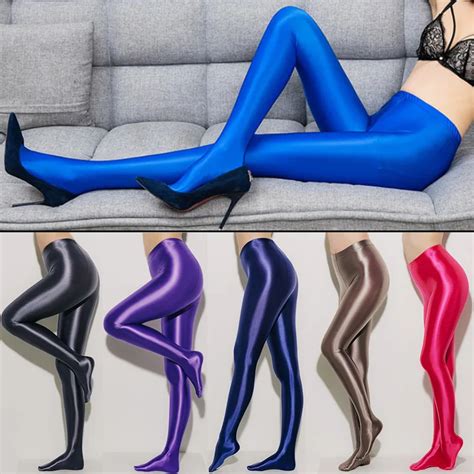 lunamy nylon glitter sexy stockings satin glossy opaque pantyhose shiny leggings fashion