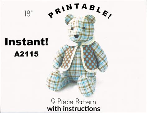 12 height x 14 wide x 10 deep. A2115 Rare! Bear, Instant Print PDF Pattern w/instructions. Simplicity. Memory Bear/Keepsake ...
