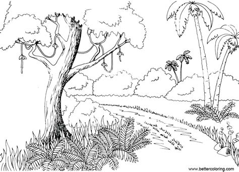Jungle Coloring Pages Line Drawing Free Printable Coloring Pages