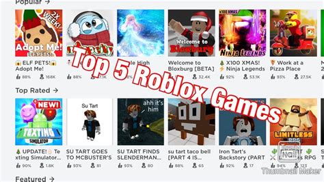 Top 5 Best Roblox Games Youtube