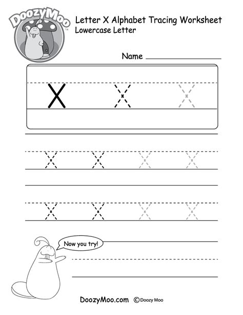 lowercase letter  tracing worksheet doozy moo