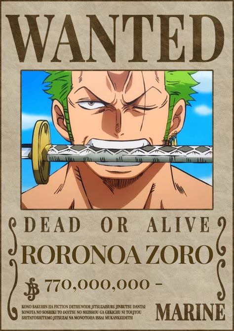 Roronoa Zoro Wanted After Wano Pranchas De Surf Personalizadas Poster Pra Imprimir Desenho