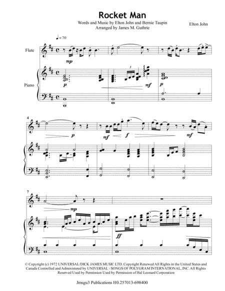 Try our unlimited sheet music subscription plan for free. Elton John Rocket Man For Flute Piano Music Sheet Download - TopMusicSheet.com