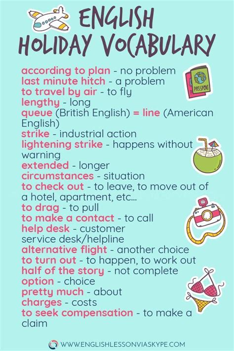 Intermediate English Holiday Vocabulary Useful English For Everyday