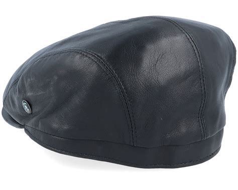 M22 Leather Black Flat Cap City Sport Caps Nz