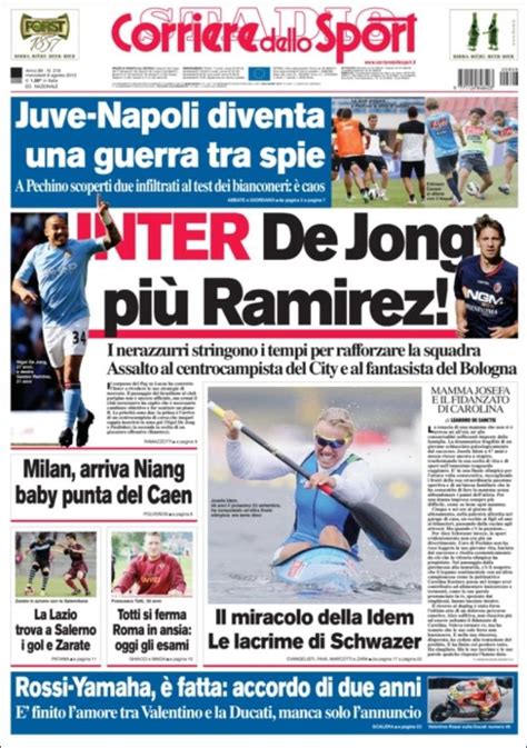 Journal Corriere Dello Sport Italie Les Unes Des Journaux De Italie