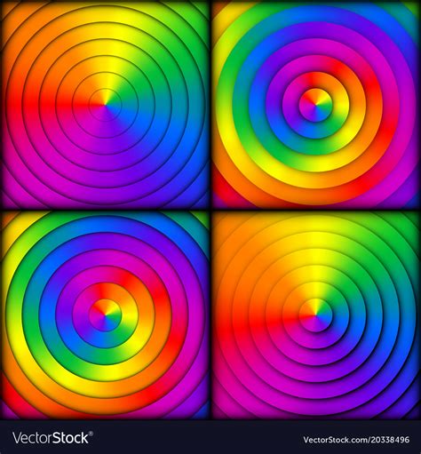 Set Of Radial Rainbow Gradient Backgrounds 3d Vector Image