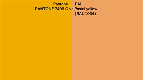 Pantone 7409 C Vs Ral Pastel Yellow Ral 1034 Side By Side Comparison