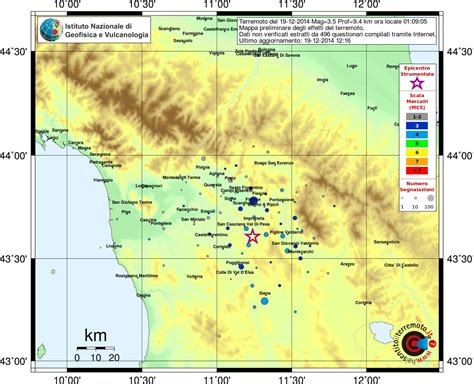 Evento sismico in provincia di Firenze, M4.1, 19 dicembre ore 11.36