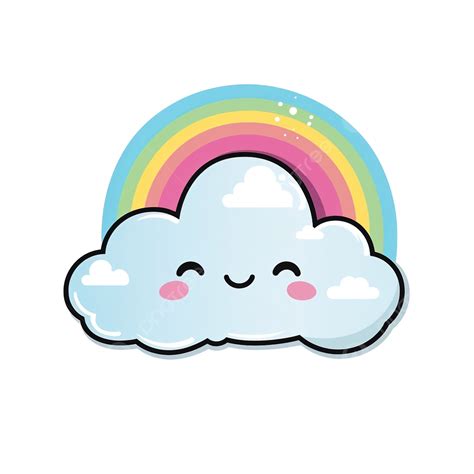 Cute Cloud With Rainbow Sticker Sticker Decal Cloud Png Transparent