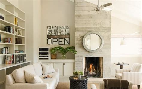 Asymmetrical Fireplace Wall Modern Country Decor Modern