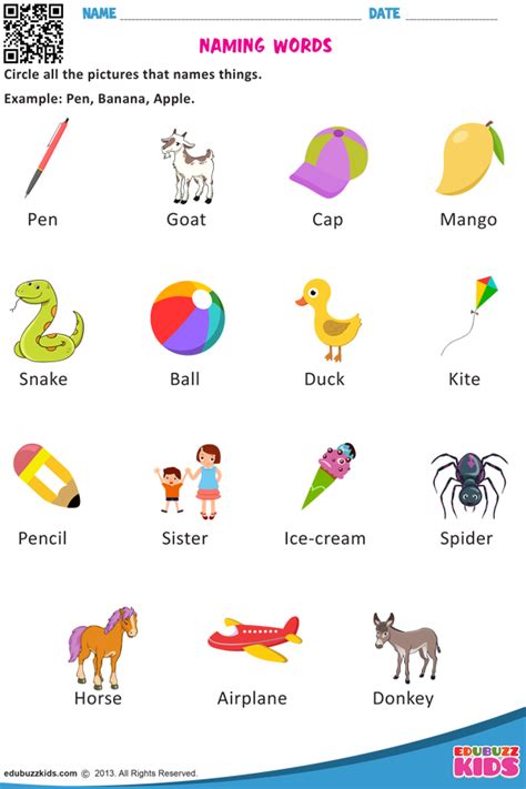 Naming Words Nouns For Kids Phonics Words Person Place Thing