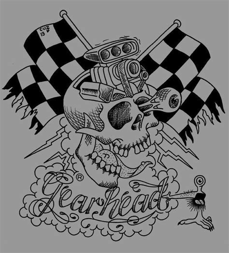 Gearhead® Motorskull Mens T Shirt Hot Rod Punk Rock Greaser Tattoo