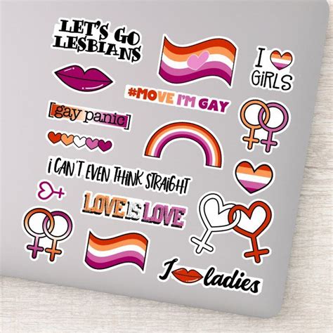An Assortment Of Lesbian Stickers With The Trans Inclusive Lesbian Flag