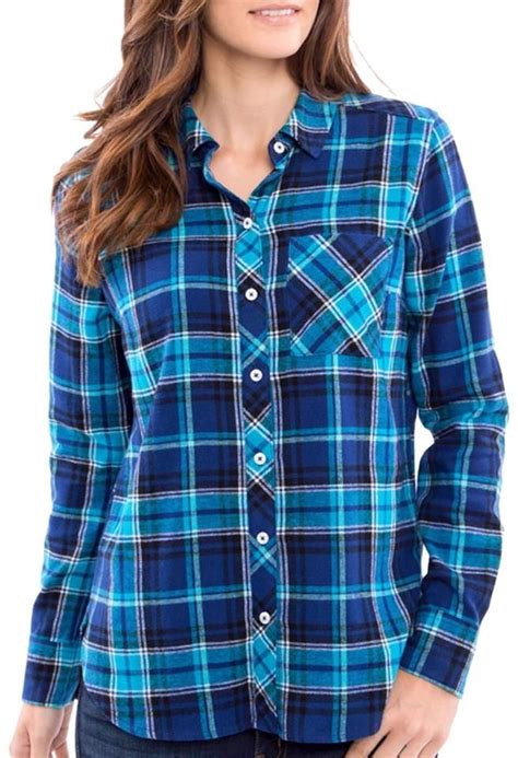 woolrich spectrum blue flannel plaid shirt button down top listed by stephanie womens flannel