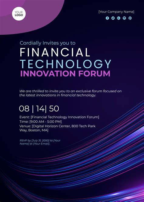 Financial Technology Innovation Forum Invitation Card Template - Edit