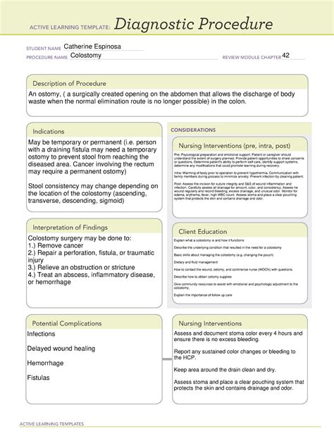 Colostomy Diagnostic Procedure Active Learning Templates Diagnostic