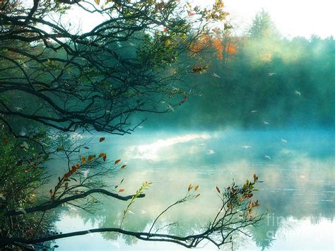 Dreamy Nature Aqua Teal Fog Pond Landscape Photograph By Kathy Fornal