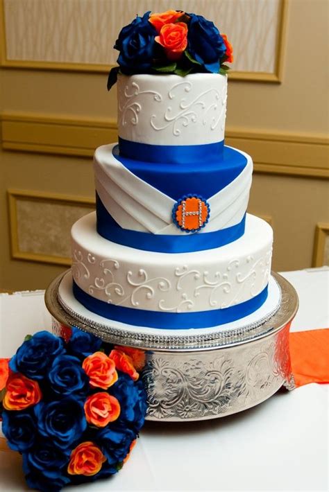 Royal Blue And Orange Wedding Cake Orange Wedding Cake Wedding Cakes