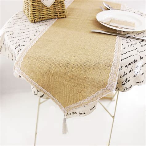 Vintage Lace Burlap Table Runner Lace Placemat Hessian Jute Country