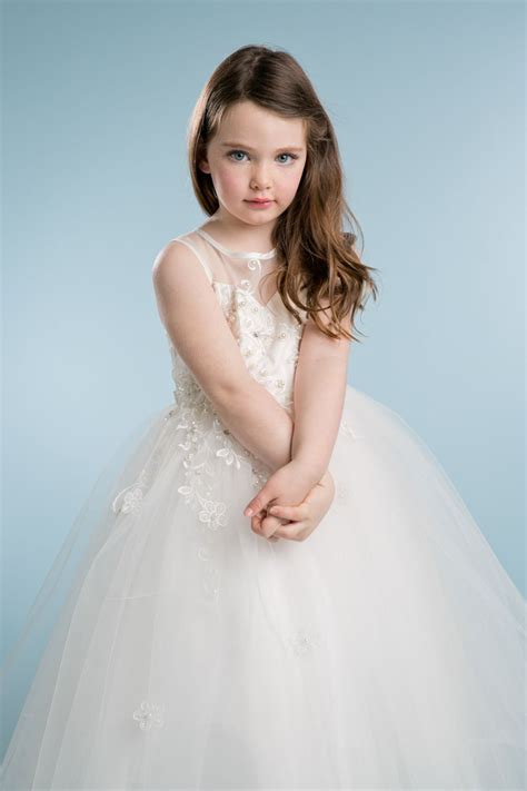 ivory beautiful floral beaded tulle flower girl dress flower girl dresses tulle flower girl