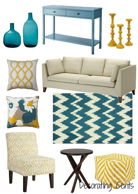 Decorating Cents Yellow And Teal Teal Living Rooms Yellow Living