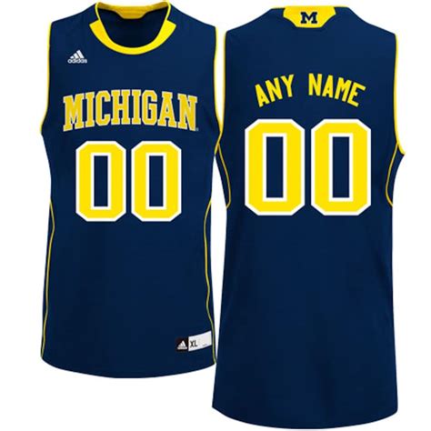 Adidas Michigan Wolverines Custom Basketball Jersey Navy Blue