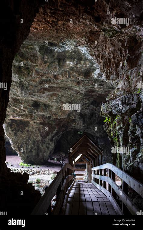 A Wooden Bridge At The Entrance Of Smoo Cave A Large Combined Sea Cave