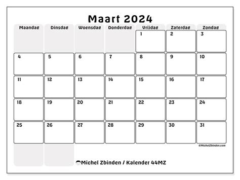 Kalender Maart 2024 Om Af Te Drukken 54mz Michel Zbinden Nl