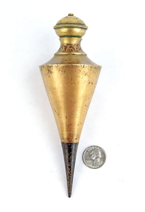 Spectacular 725″ Brass Plumb Bob Vintage Vials Antique Tools