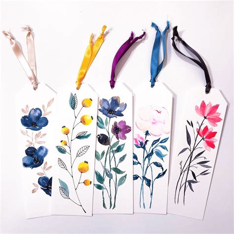 Floral Watercolor Bookmark Etsy Watercolor Bookmarks Floral