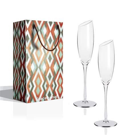 Buy Champagne Glasses Set Of 2 180 ML 6 Oz Slanted Crystal Glass