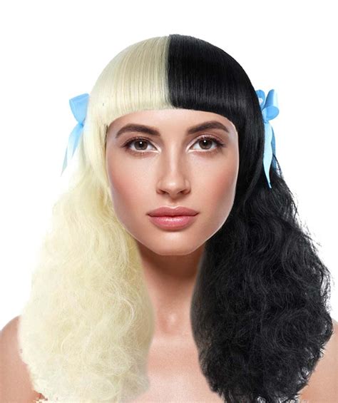Melanie Mrs Potato Head Wig Blue Ribbons Black And Blonde Wig