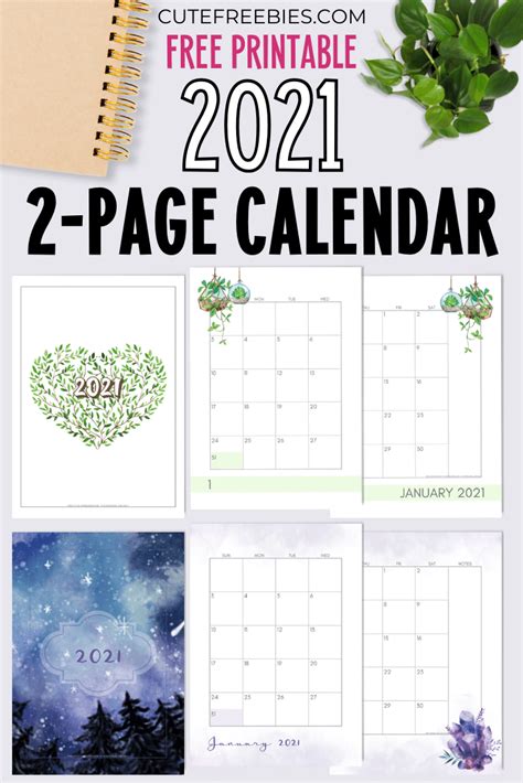Organize your life in 2021 with this free printable monthly calendar. 2021-CALENDAR-TWO-PAGES-PRINTABLE-2 - Cute Freebies For You