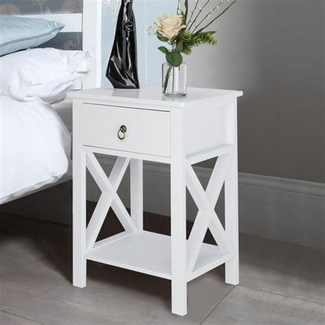 Zimtown White Bedside Nightstand End Sofa Table With Drawer And Shelf For Storage