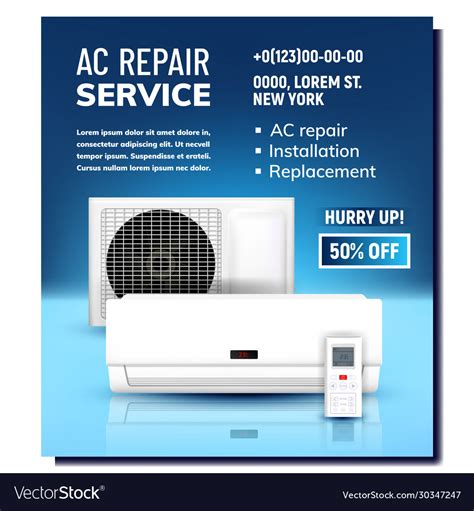 Air Conditioner Repair Service Promo Banner Vector Image