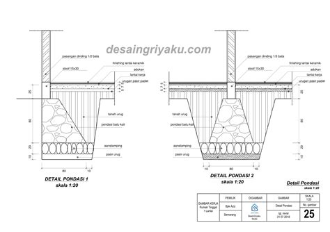 Download Gambar Kerja Denah Rencana Pondasi Dan Sloof Rumah 2 Lantai