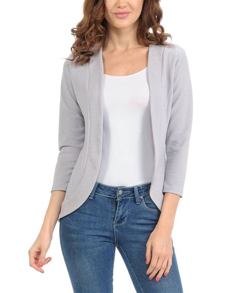take a look at this light gray solid blazer women today blazers for women open blazer fashion