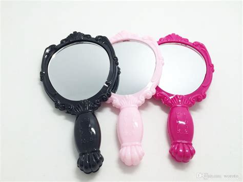 Hot Vintage Rose Cosmetic Mirror Plastic Makeup Mirror Cute Girl Hand Make Up Blackwhitepink