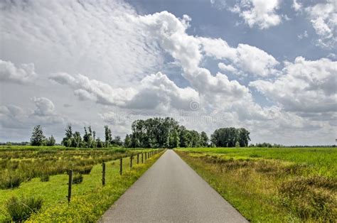 Asphalt Road In A Dutch Polder Stock Photo Image Of Nature Clouds
