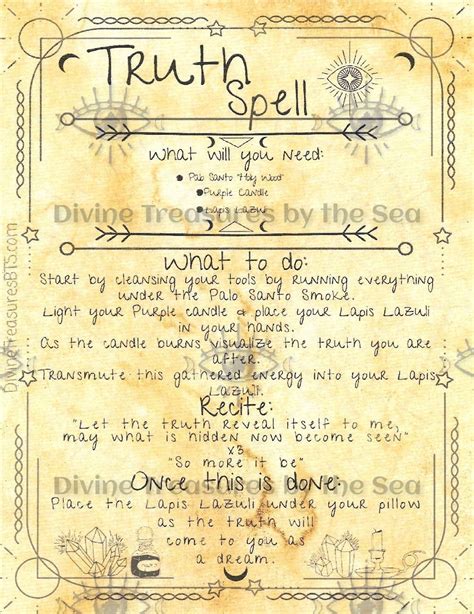 Physical Truth Spell Pages On Distressed Parchment Etsy