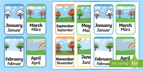 Months Of The Year Flashcards English German Months Of The Year
