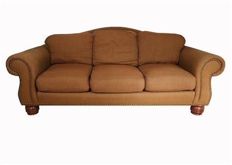 Upholstered Camelback Sofa With Nailhead Trim Ebth
